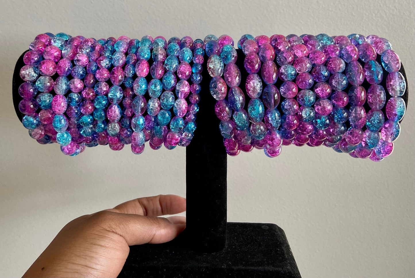 Tie Dye/Ombré Crackle Beaded Bracelets