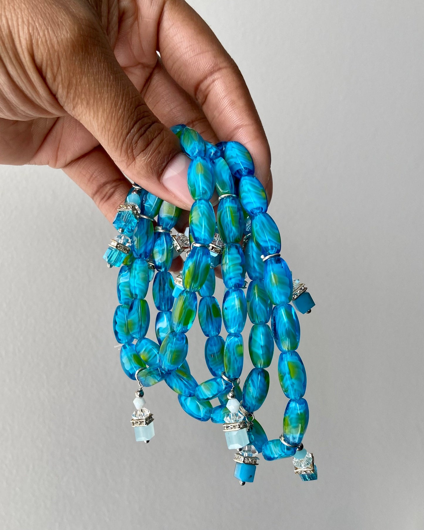 Peacock Drop Beaded Bracelet