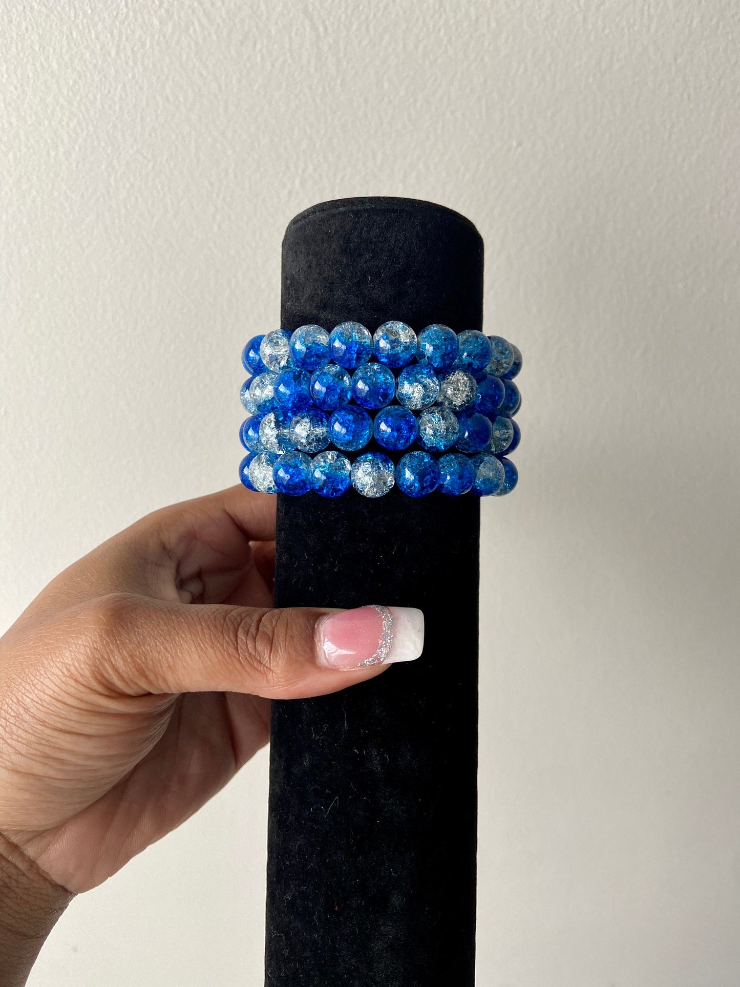 Blueberry Crackle Beaded Bracelets