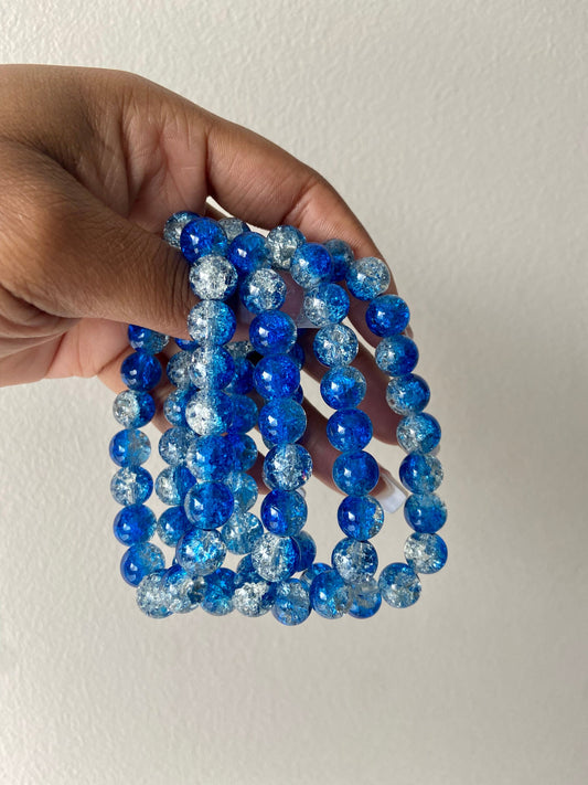 Blueberry Crackle Beaded Bracelets