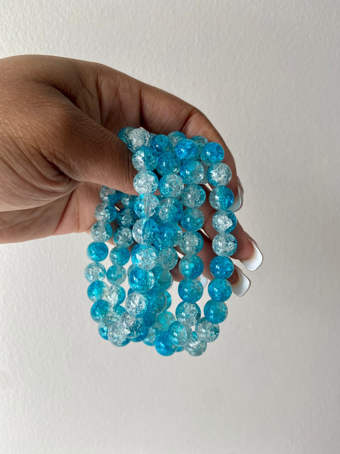 Polar Blue Crackle Beaded Bracelets