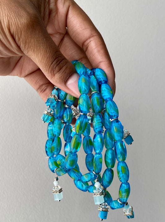 Peacock Drop Beaded Bracelet