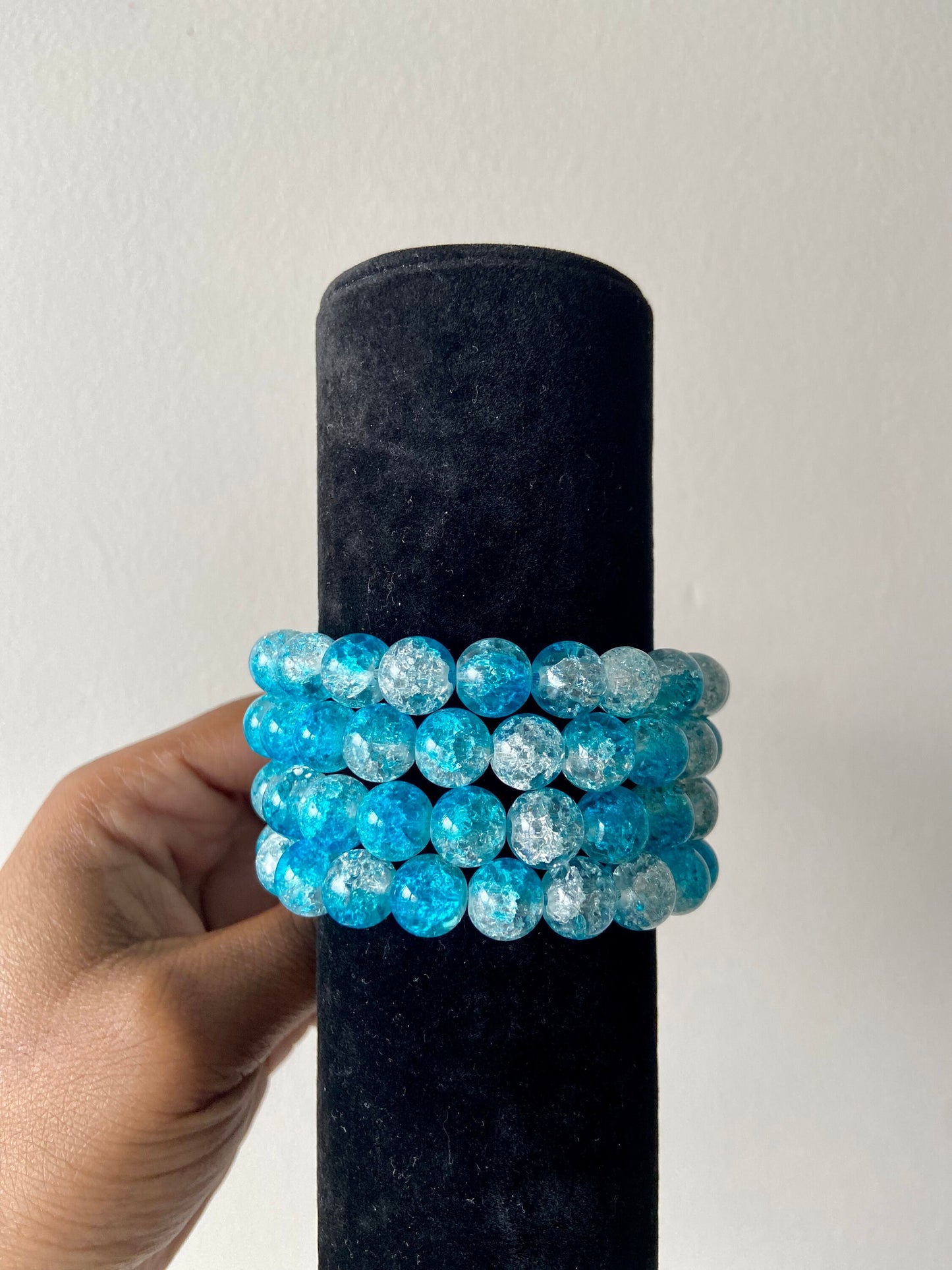 Polar Blue Crackle Beaded Bracelets