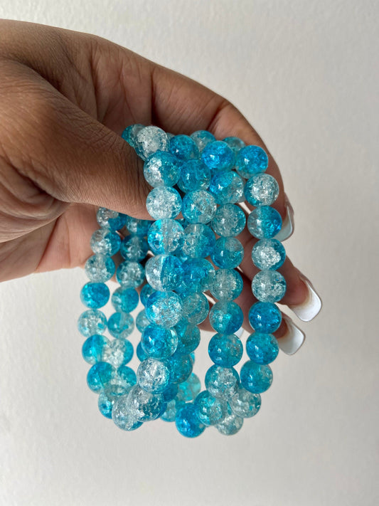 Polar Blue Crackle Beaded Bracelets