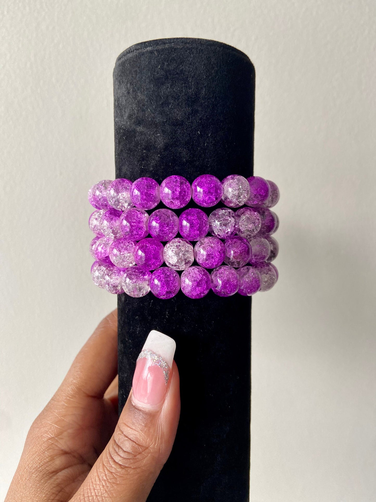 Tie Dye/Ombré Crackle Beaded Bracelet