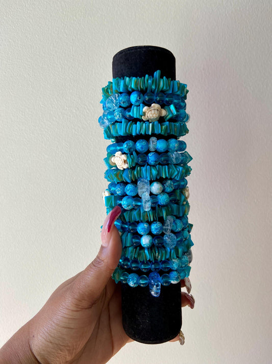 Aqua Dynasty Beaded Bracelet Set
