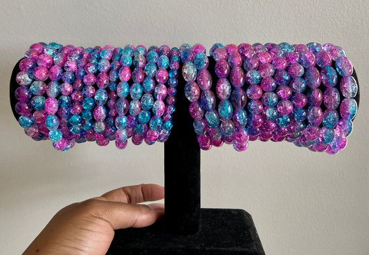 Tie Dye/Ombré Crackle Beaded Bracelets